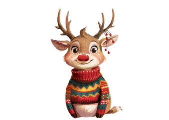funny cartoon reindeer wearing colorful