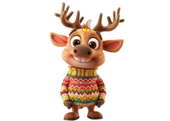 funny cartoon reindeer wearing colorful