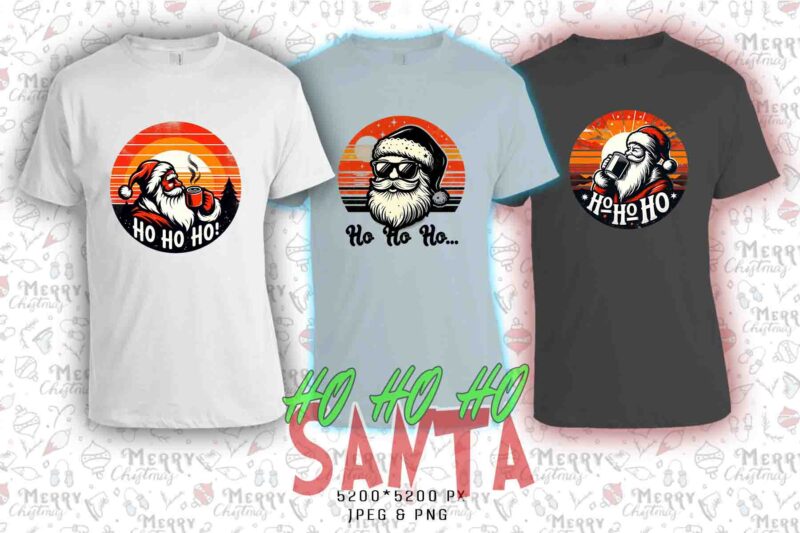 Retro Christmas Santa Claus t-shirt design bundle of 20 designs – download instantly Retro Vintage T-shirt