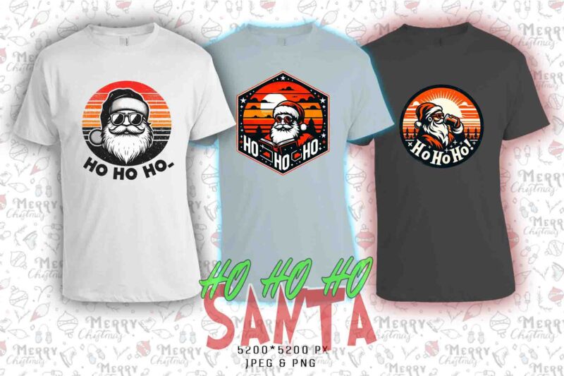 Popular Christmas Santa Claus t-shirt design bundle of 20 designs – download instantly