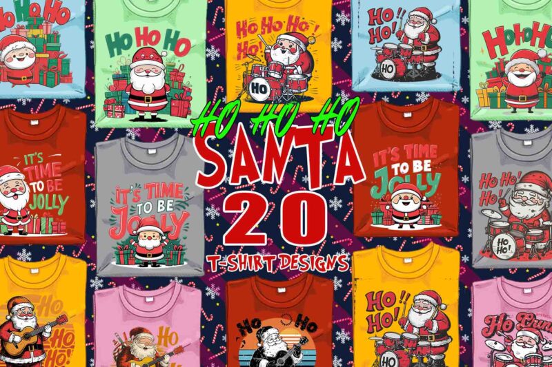 Retro Christmas Santa Claus t-shirt design bundle for Christmas 2024