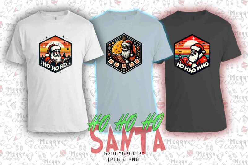 20 Trendy Colourful Book Lover Christmas Santa Claus Reading Book t-shirt design bundle for Christmas 2024