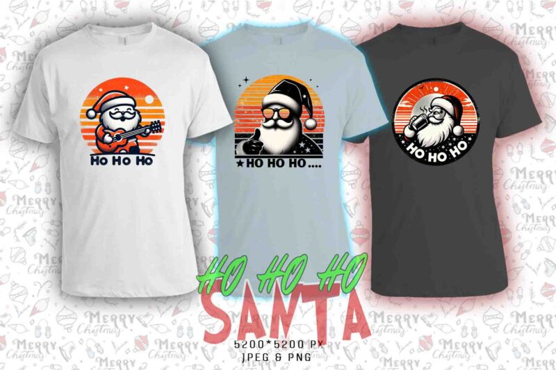 Popular Christmas Santa Claus t-shirt design bundle of 20 designs – download instantly