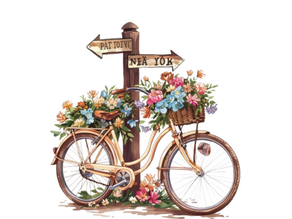 Illustration of vintage bicycle t shirt design for sale