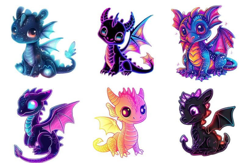 neon baby cartoon dragon