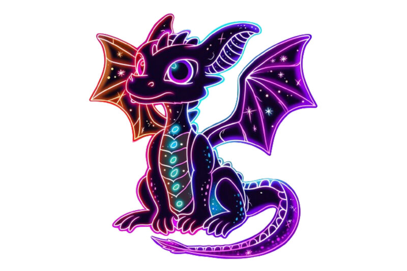 neon baby cartoon dragon