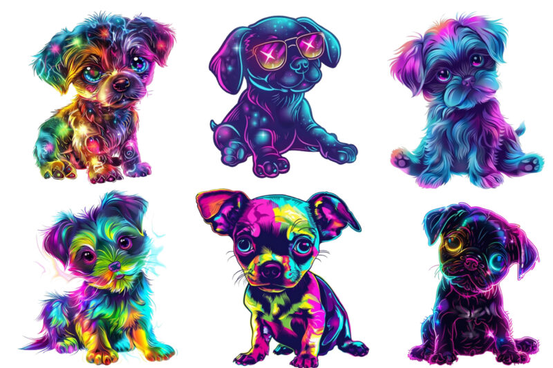 neon cartoon character baby dog