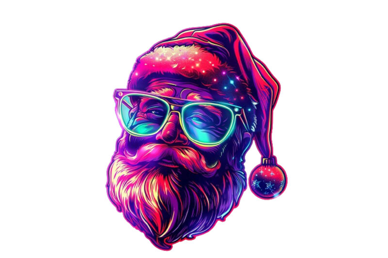 neon cartoon santa Clipart