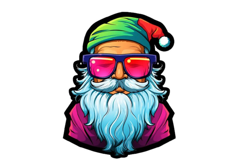 neon cartoon santa Clipart