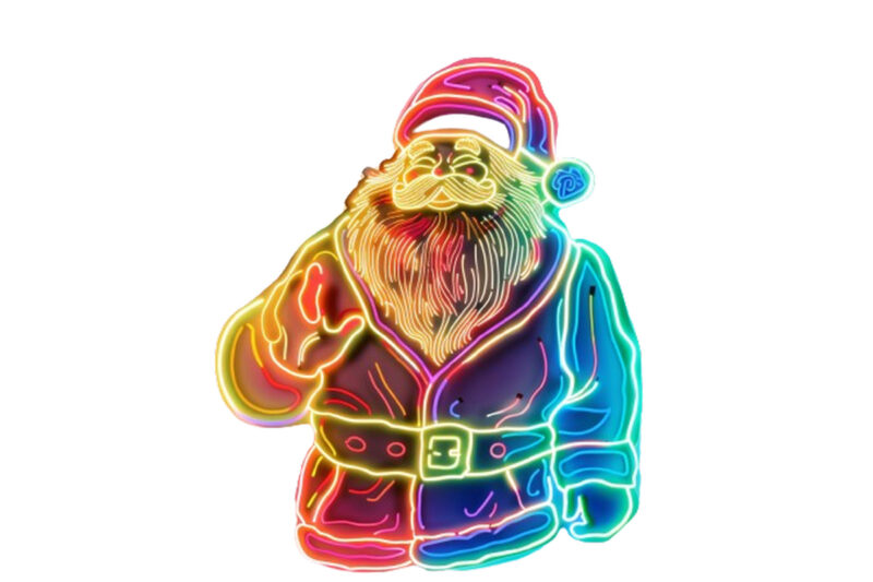 neon cartoon santa Clipart