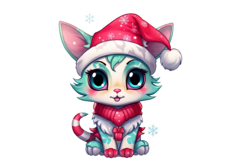 neon christmas cartoon cat Sublimation