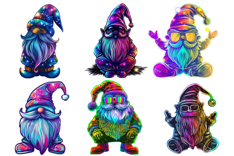 neon funny cartoon christmas gnome