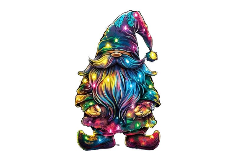 neon funny cartoon christmas gnome