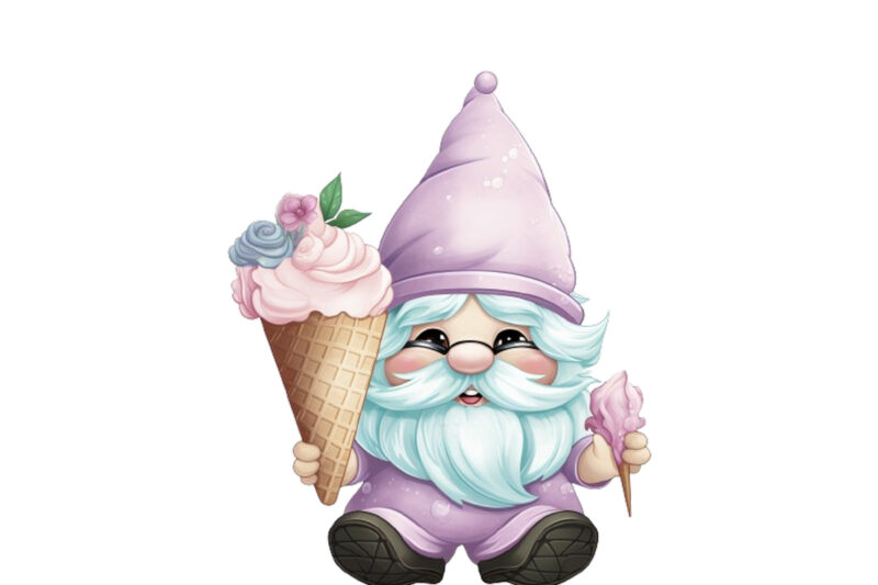 pastel gnome with ice cream sublimation