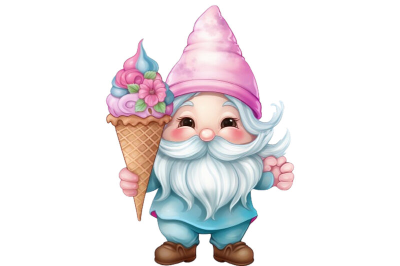 pastel gnome with ice cream sublimation