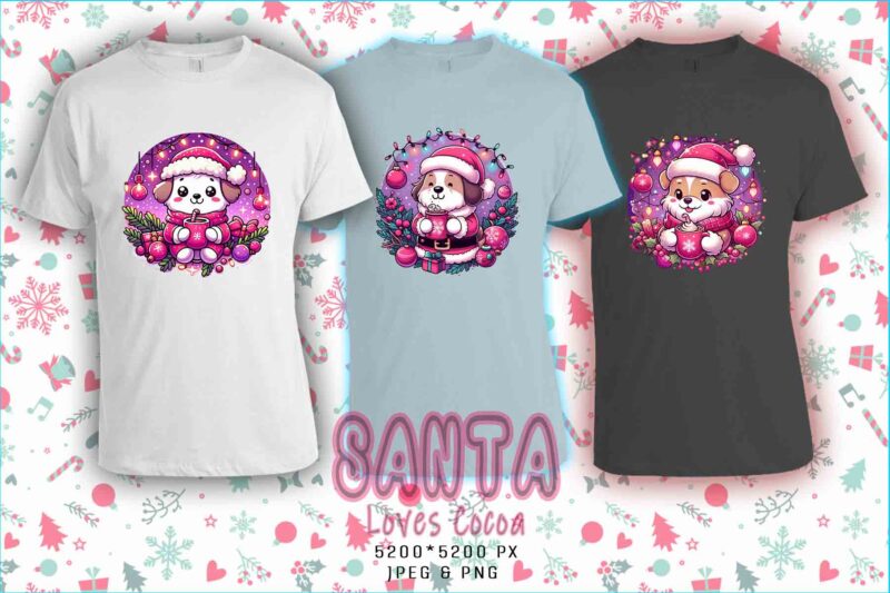 Santa Claus Drinking Cocoa t-shirt design bundle