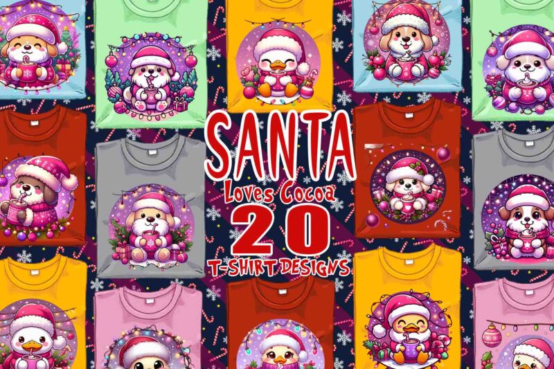Santa Claus Drinking Cocoa t-shirt design bundle