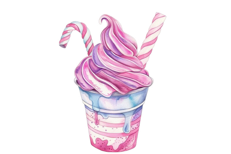 watercolor Pastel ice cream cup