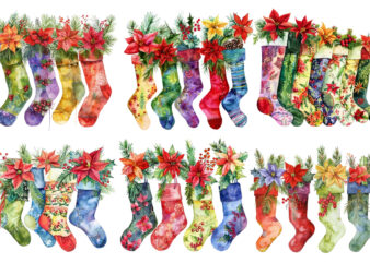 watercolor series of Christmas stockings