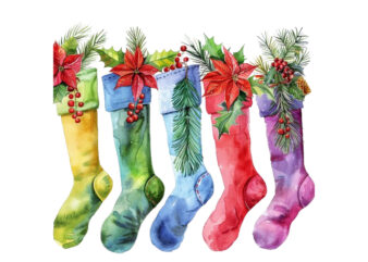 watercolor series of Christmas stockings
