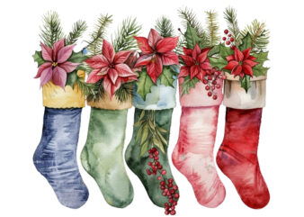 watercolor series of Christmas stockings