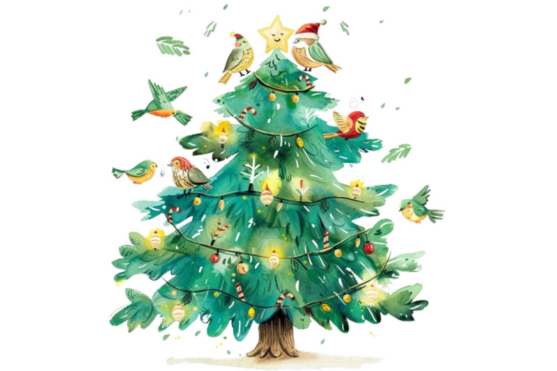 Christmas tree with glowing fairy