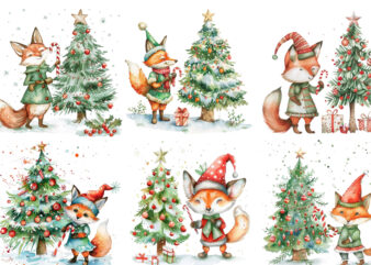 watercolor scene featuring fox