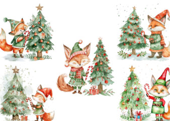 watercolor scene featuring fox