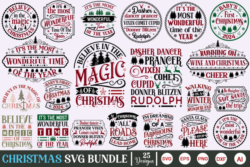 Farmhouse Christmas Round Sign SVG Bundle, Christmas SVG Bundle, Christmas Svg 2024, Round Christmas Ornaments SVG, Merry Christmas Quote 20