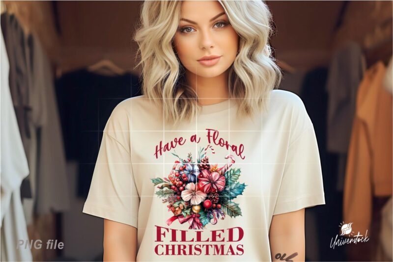 Christmas Floral Bouquet PNG T-shirt Designs Bundle