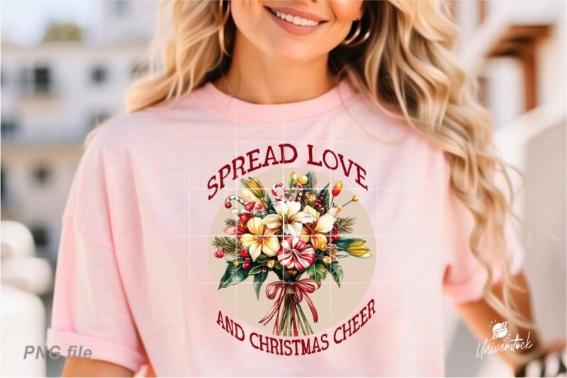 Christmas Floral Bouquet PNG T-shirt Designs Bundle