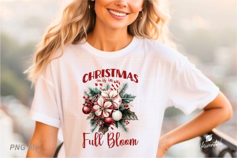 Christmas Floral Bouquet PNG T-shirt Designs Bundle