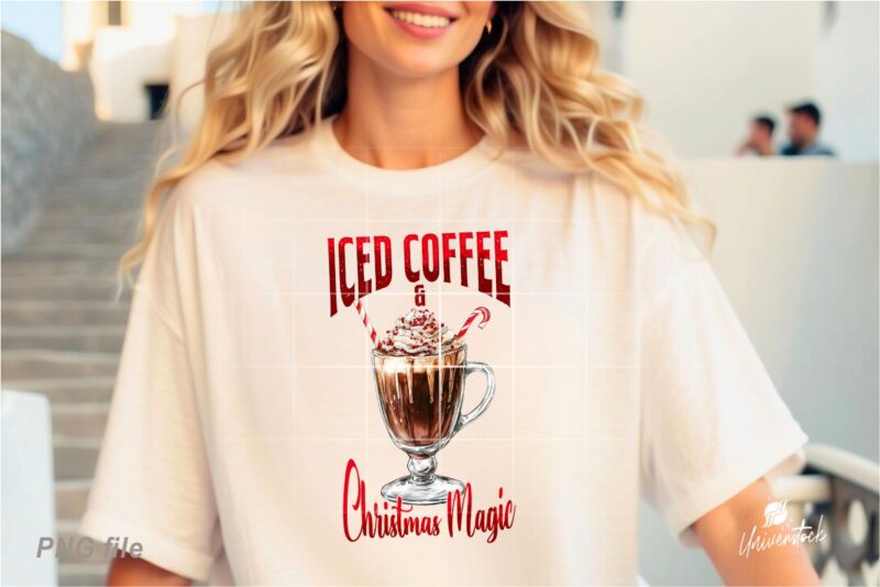 Christmas Iced Coffee Sublimation PNG T-shirt Designs Bundle