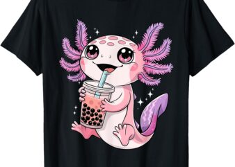 Axolotl shirt Cute Kawaii Anime Boba Tea Boys Girls Kids T-Shirt