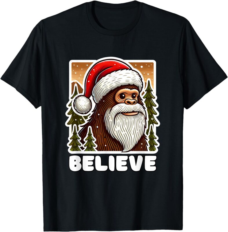 Bigfoot Believer Funny Christmas T-Shirt