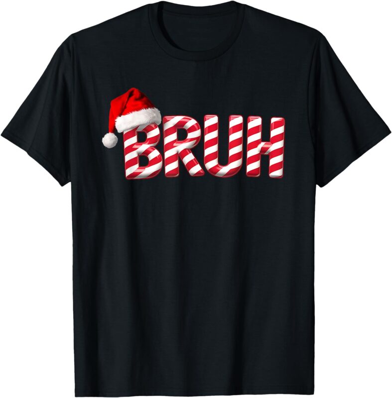 Bruh Christmas Candy Cane for Teen Boys Funny Xmas Bruh T-Shirt