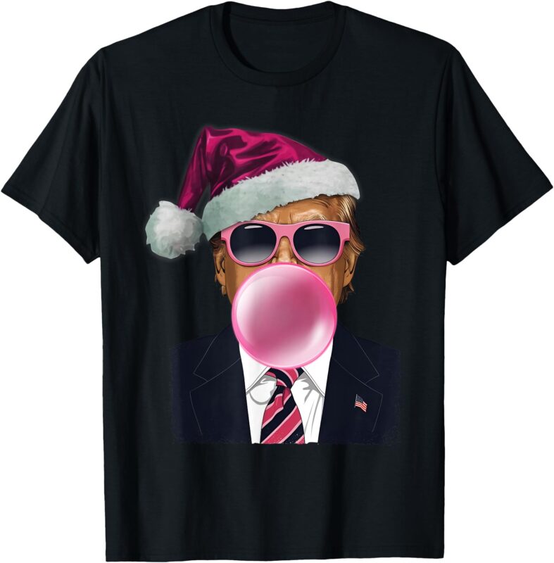 Bubblegum Trump Blowing Bubble Gum Christmas Pink Trump T-Shirt