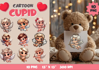 Bundle Cartoon Cupid. Clipart, PNG.