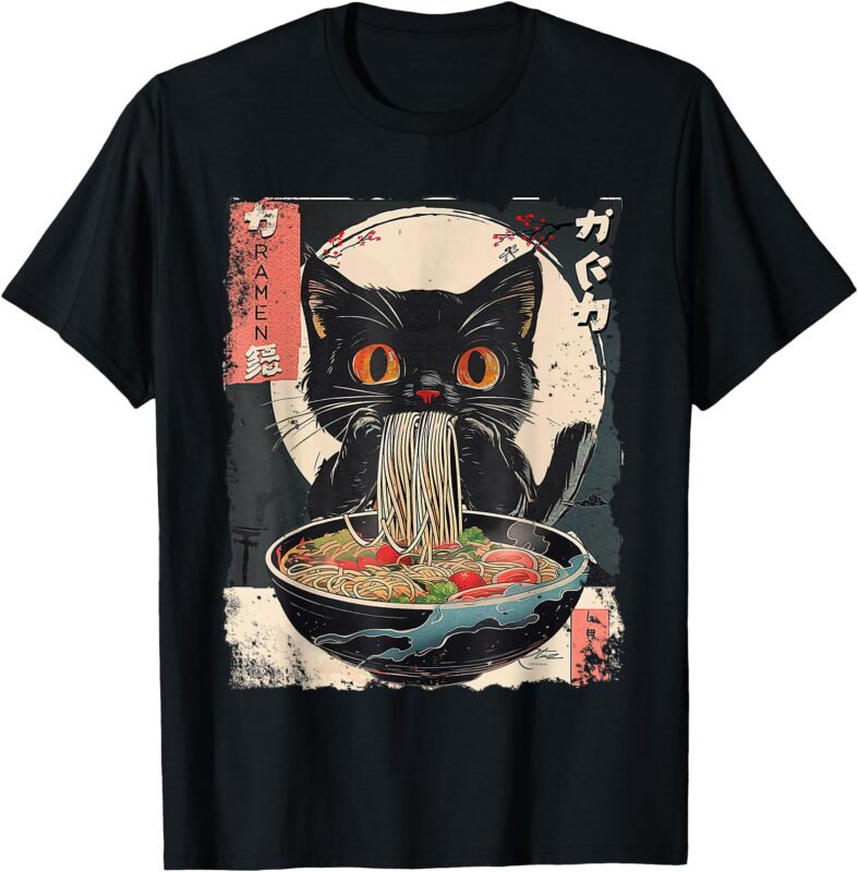 Cat Ramen Japanese Vintage Funny Kawaii Cat Anime Gifts T-Shirt