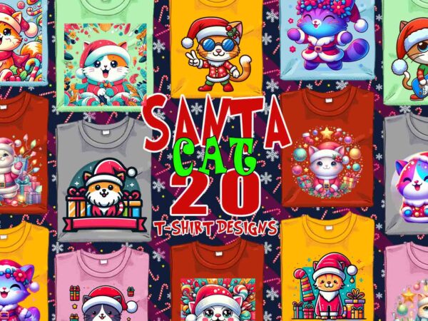 20 retro christmas cat santa claus t-shirt design bundle 20 retro christmas cat santa claus t-shirt design bundle