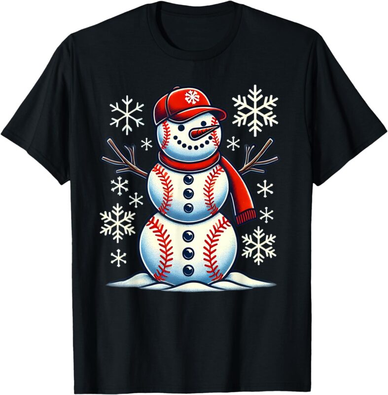 Christmas Baseball Snowman Boys Baseball Christmas Women Men T-Shirt