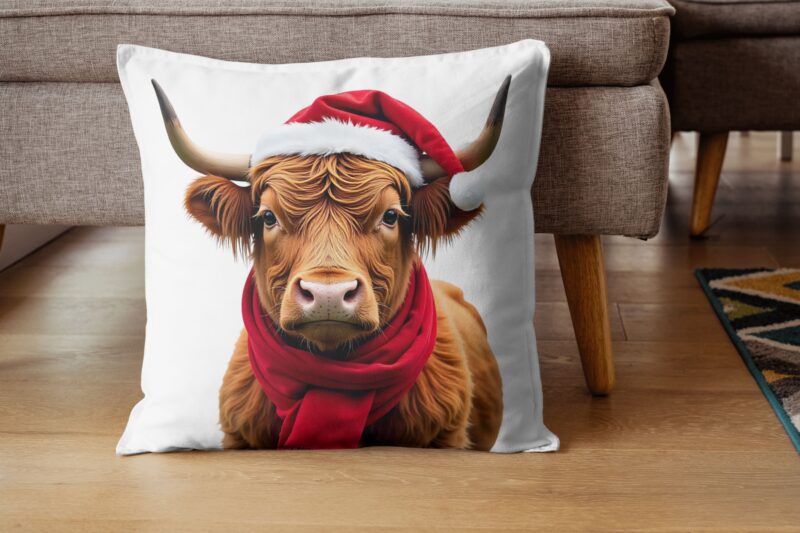 Christmas Highland Cow Sublimation Clipart Bundle