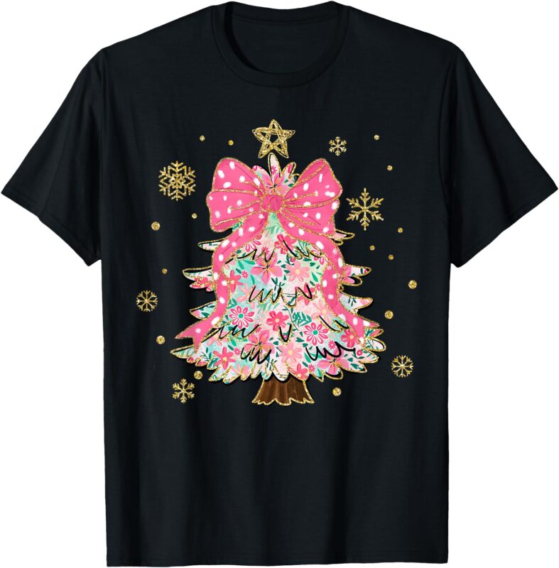 Christmas Tree With Snowflakes and Bow T-Shirt