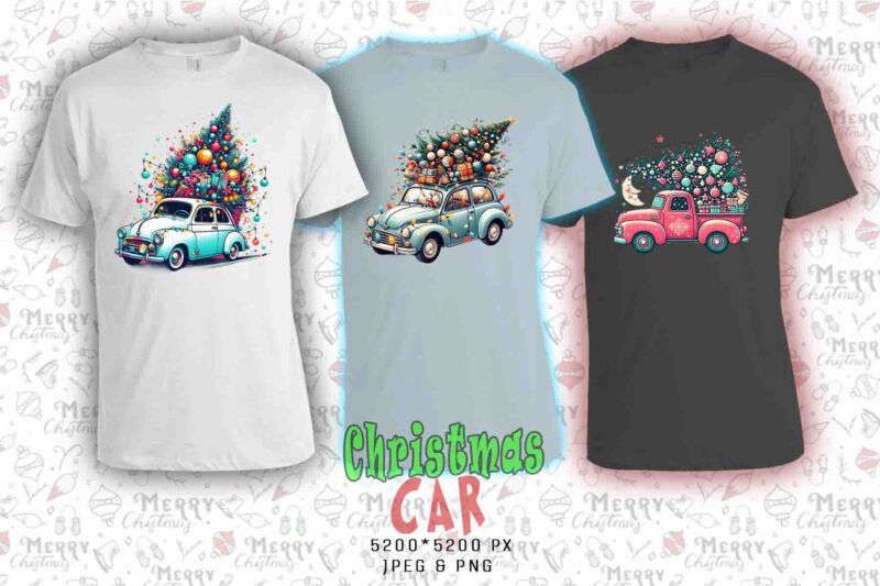 Trendy Funny Christmas Santa Car t-shirt design bundle of 20 designs – download instantly for Craft Store