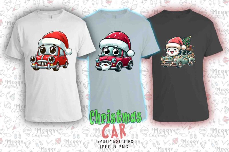 Funny Christmas Tree Delivery Car t-shirt design bundle of 20 designs