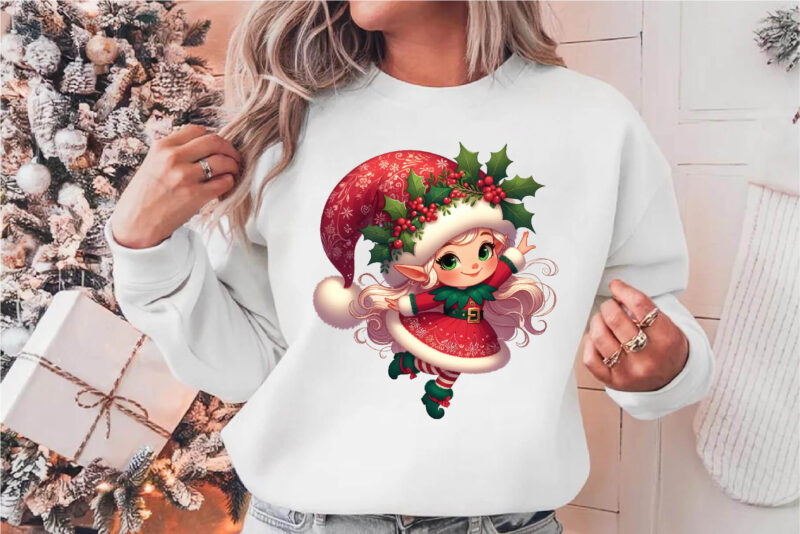 Cute Christmas elves. Clipart, PNG.
