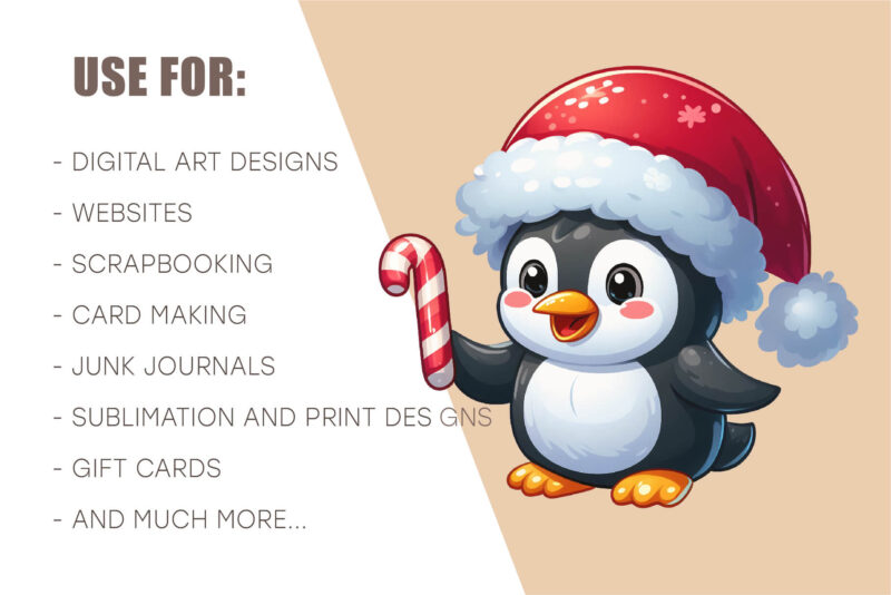 Christmas penguin. Clipart, PNG.