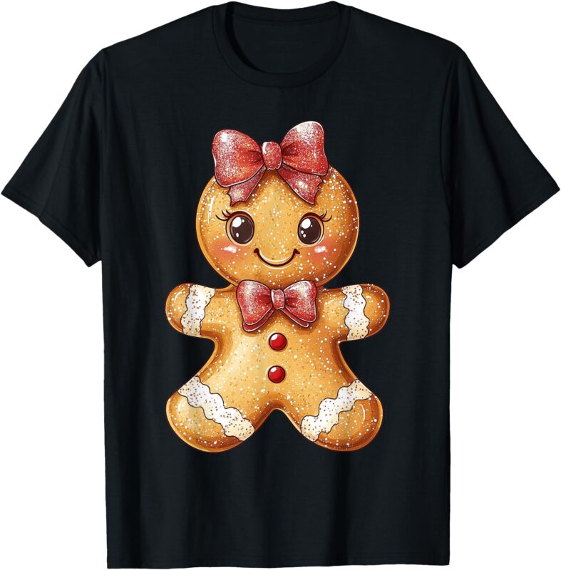 Coquette Bow Christmas Girly Gingerbread Cookie Baking Kids T-Shirt