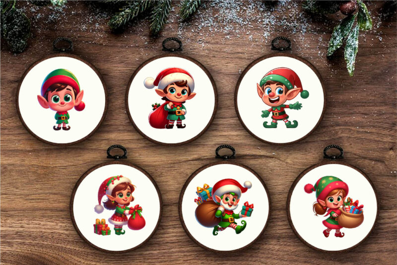Cute Christmas elf. Clipart, PNG.