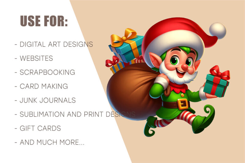 Cute Christmas elf. Clipart, PNG.